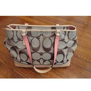 Coach Hamptons Weekend Tote | Signature C | Vachetta & Coral